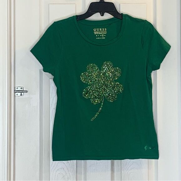 Guess Shamrock Bling Tee Size Large - Picture 1 of 10